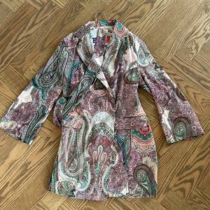 Zara size S, paisley print belted mini blazer dress.